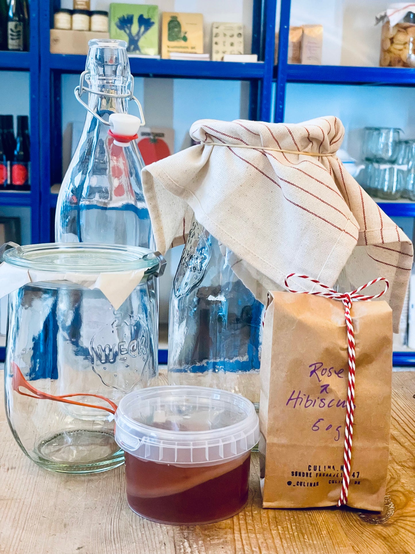 Kombucha sæt inkl. SCOBY og blomsterte